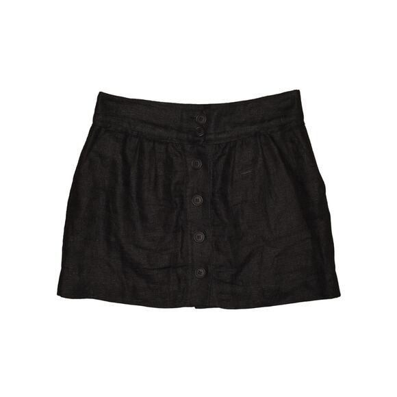 NAF NAF $110 Button Front Linen Mini Skirt‎ in Black FR 38 / US 6 - Picture 1 of 3